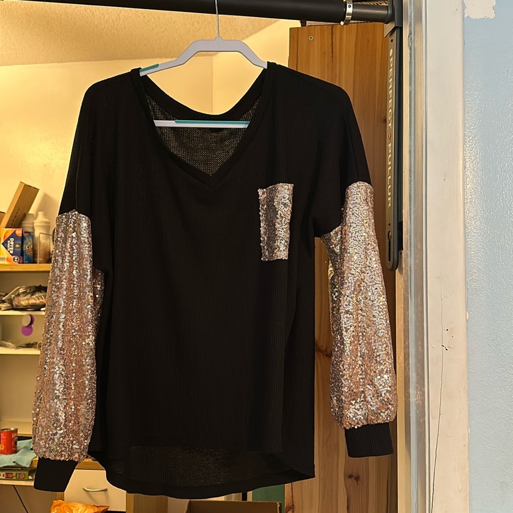 Sequin long sleeve shirt!